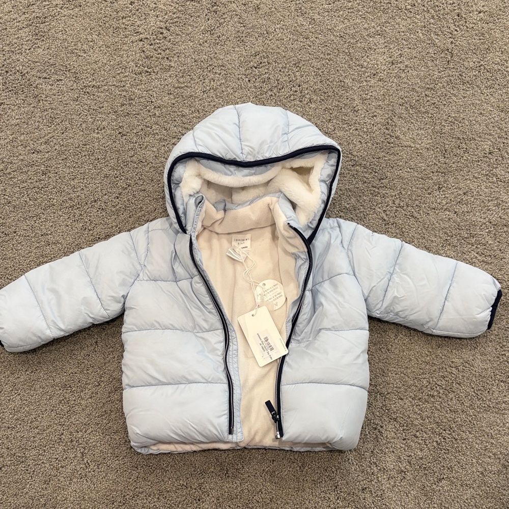 Carrement Beau Boys Light Blue Hooded Puffer Jacket